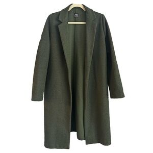 Zara Long Coat Outer Knit Green | XL